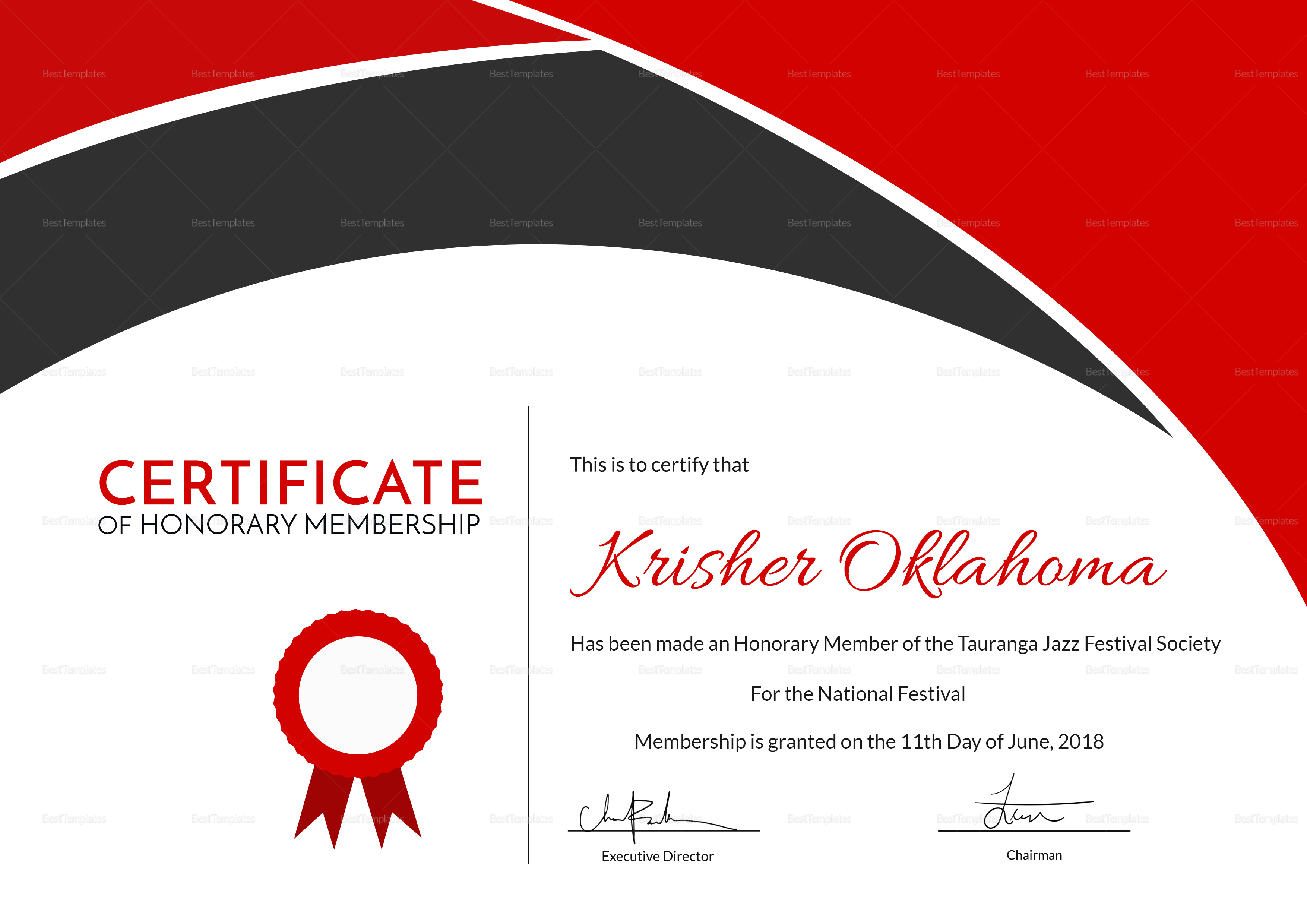 Certificate Of Honorary Appreciation Design Template In PSD Word