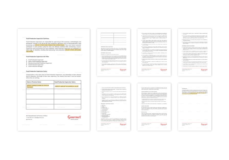 Restaurant Food Production Supervisor Job Description Template in Word