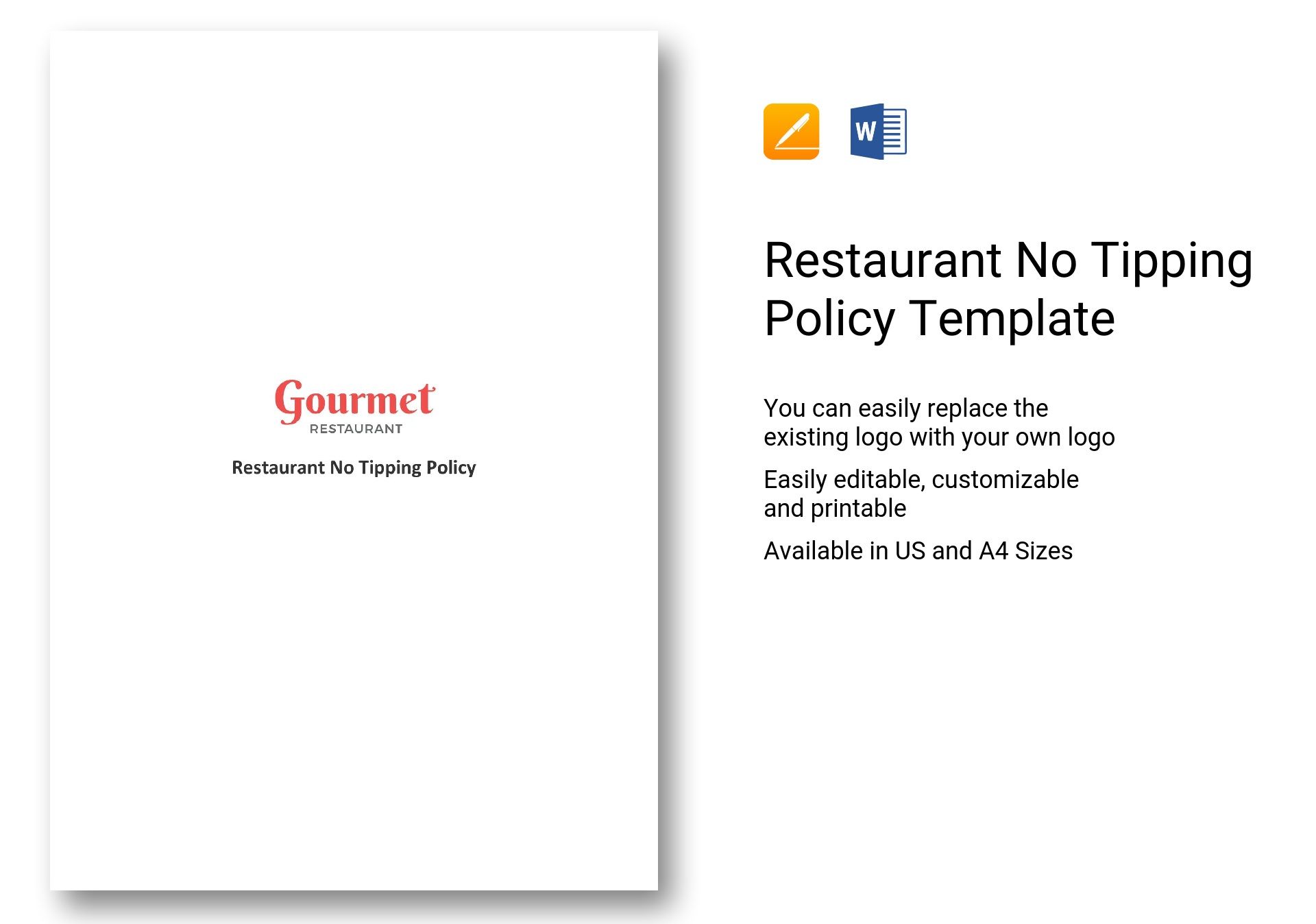 Restaurant No Tipping Policy Template In Word Apple Pages 5930