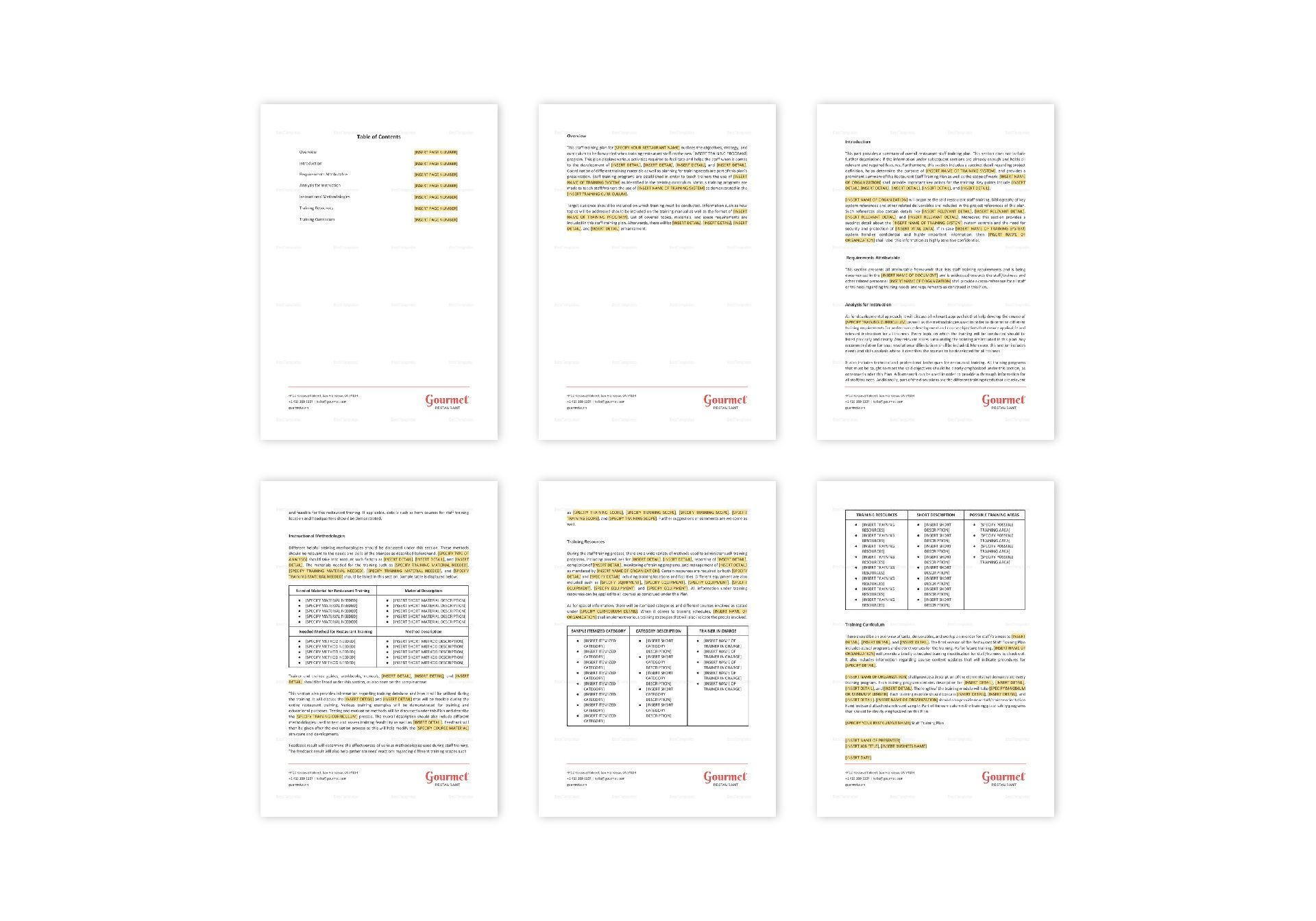Restaurant Staff Training Plan Template In Word Apple Pages