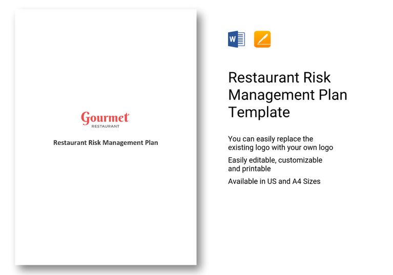 Restaurant Risk Management Plan Template in Word, Apple Pages