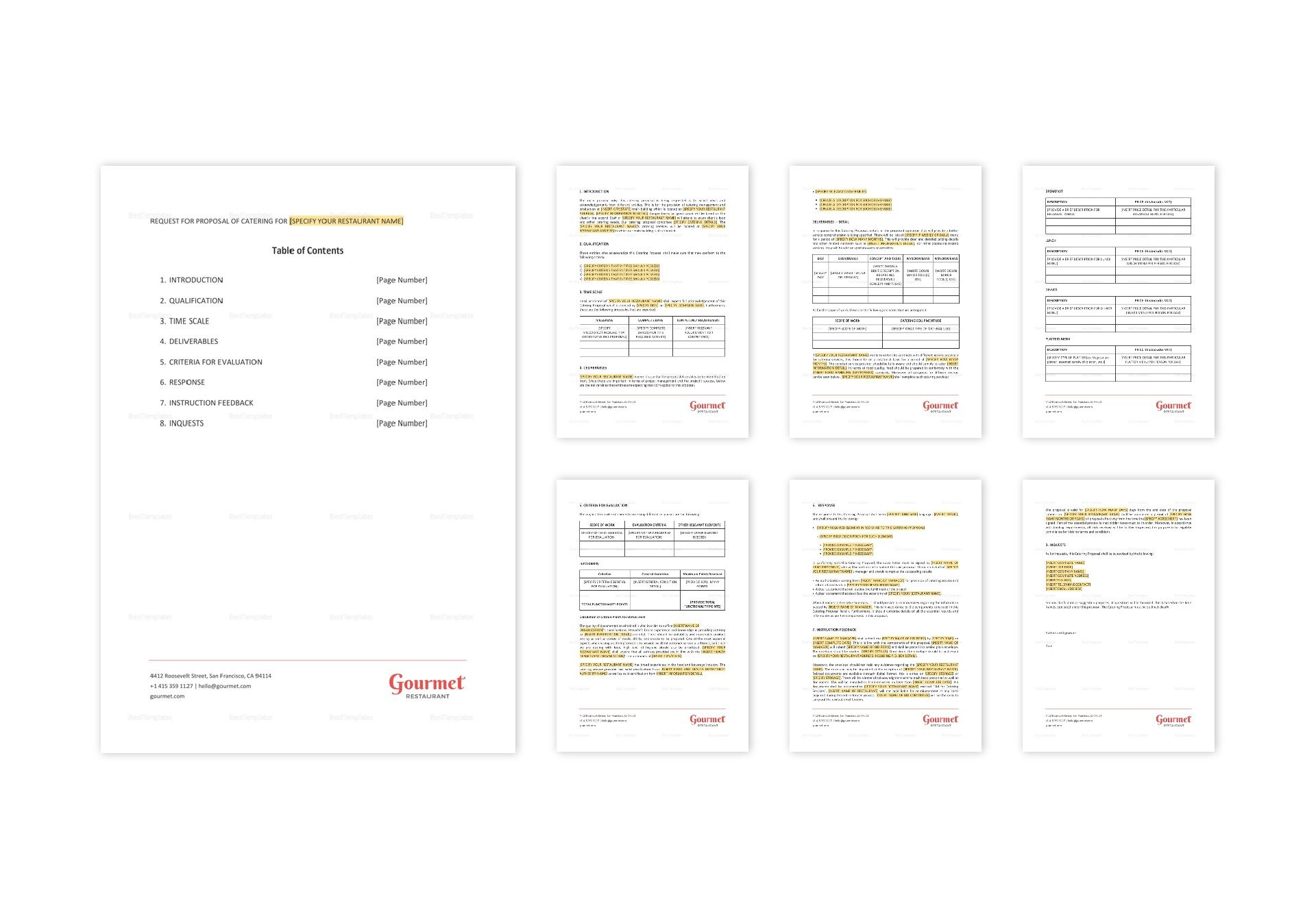 Restaurant Catering Proposal Template in Word, Apple Pages