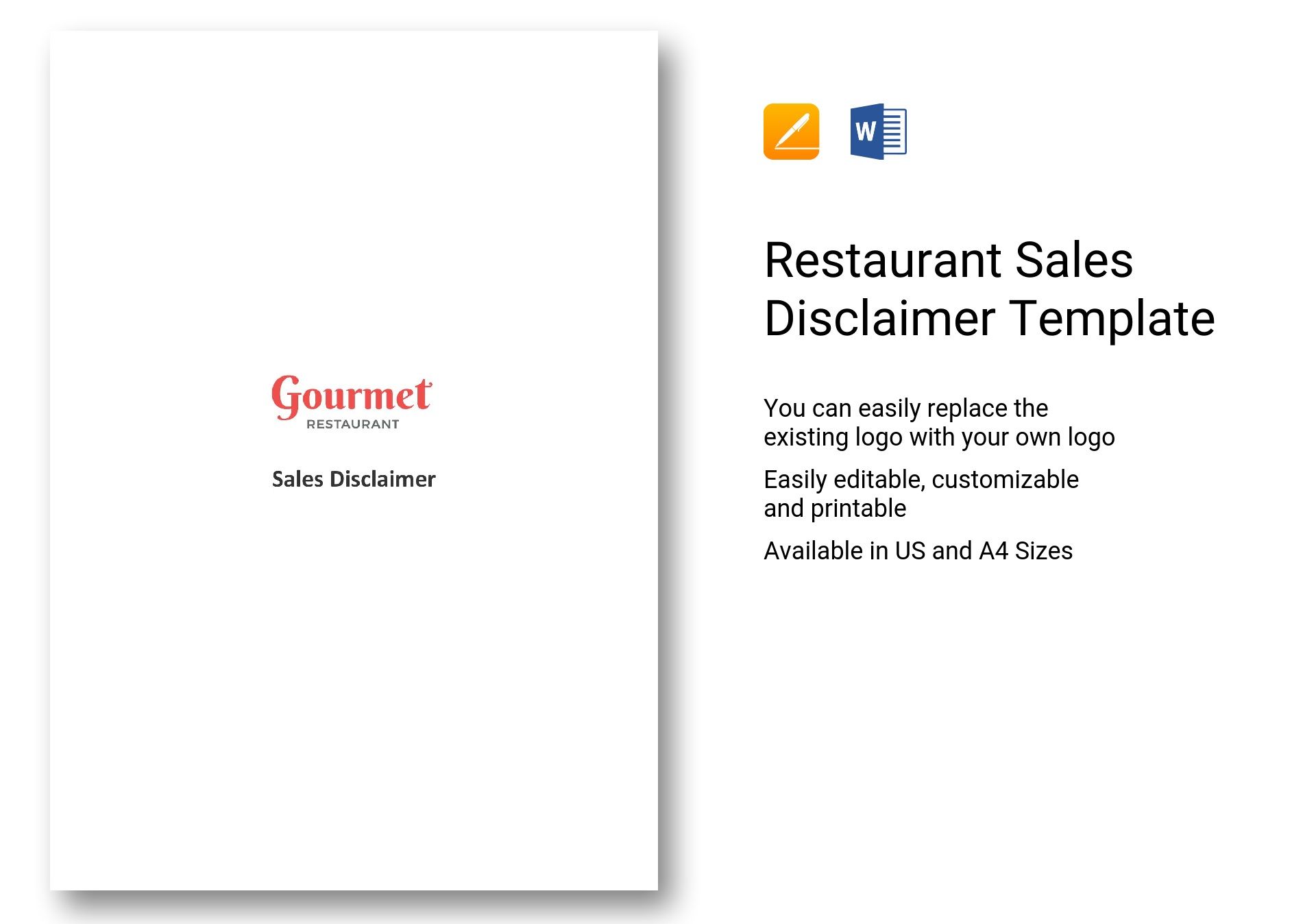 Restaurant Sales Disclaimer