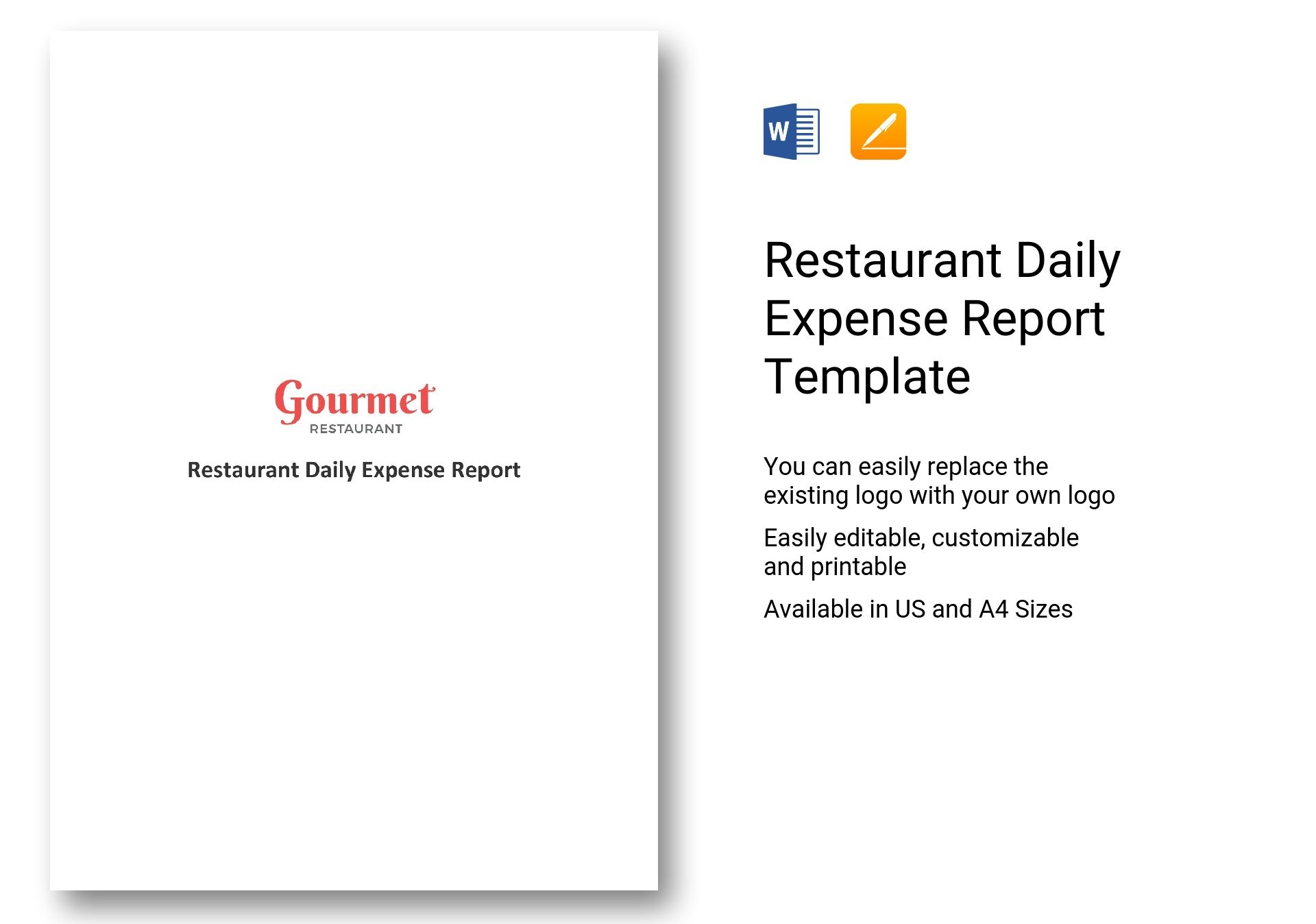 Restaurant Daily Expense Report Template in Word, Apple Pages