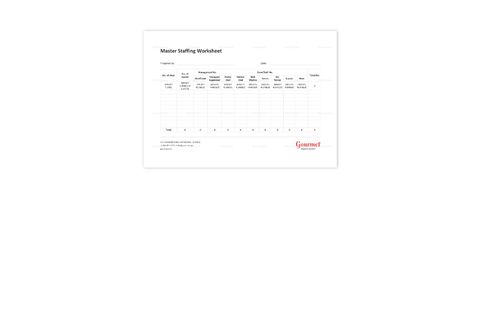 Restaurant Master Staffing Worksheet Template in Word, Excel, Apple