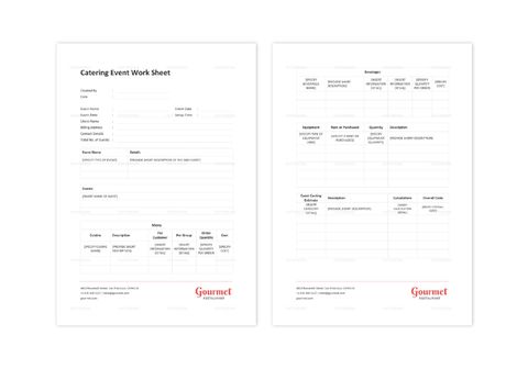 Restaurant Catering/Event Worksheet Template in Word, Excel, Apple