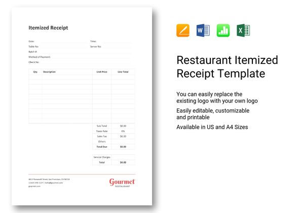 meal and incidental expenses receipt