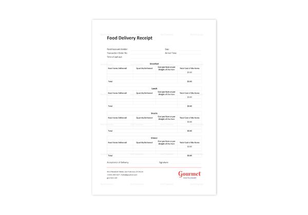 restaurant food delivery receipt template in word excel apple pages