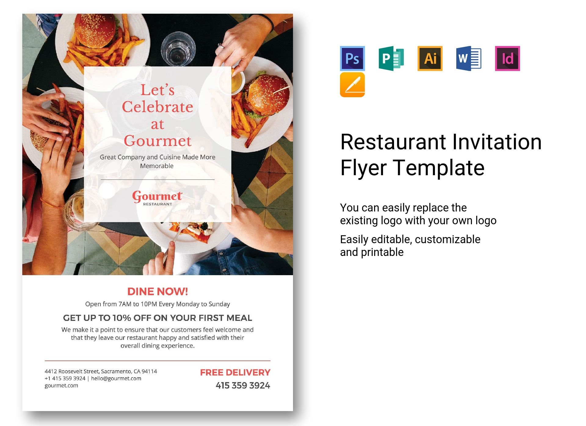 Restaurant Invitation Flyer Template in PSD, Word, Publisher ...