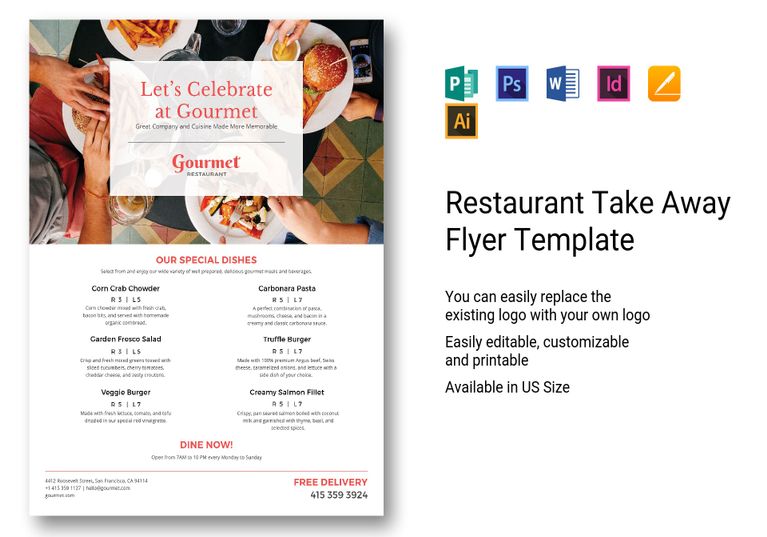 Restaurant Take Away Flyer Template in PSD, Word, Publisher ...