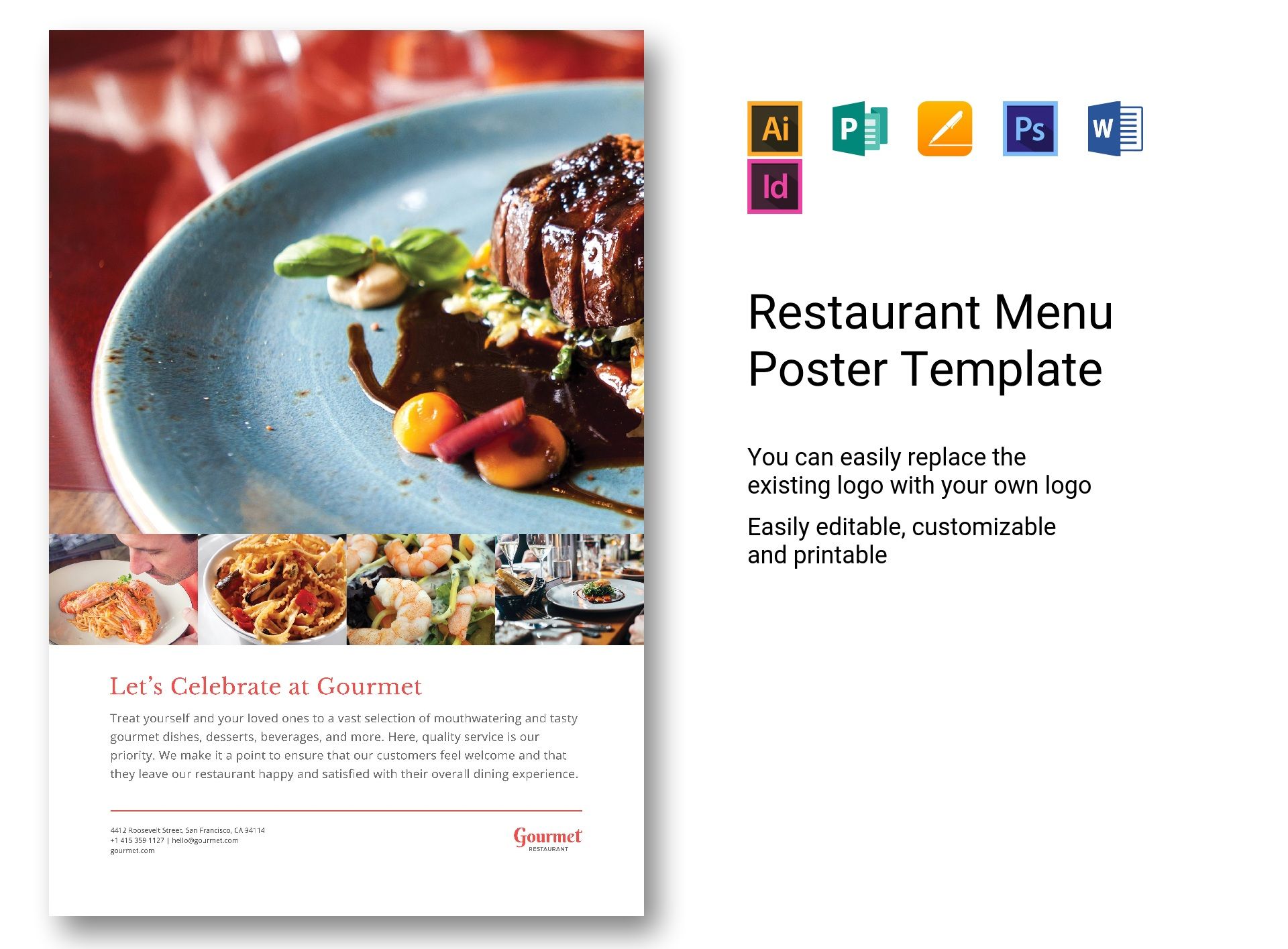 Restaurant Menu Poster Template in PSD, Word, Publisher, Illustrator ...