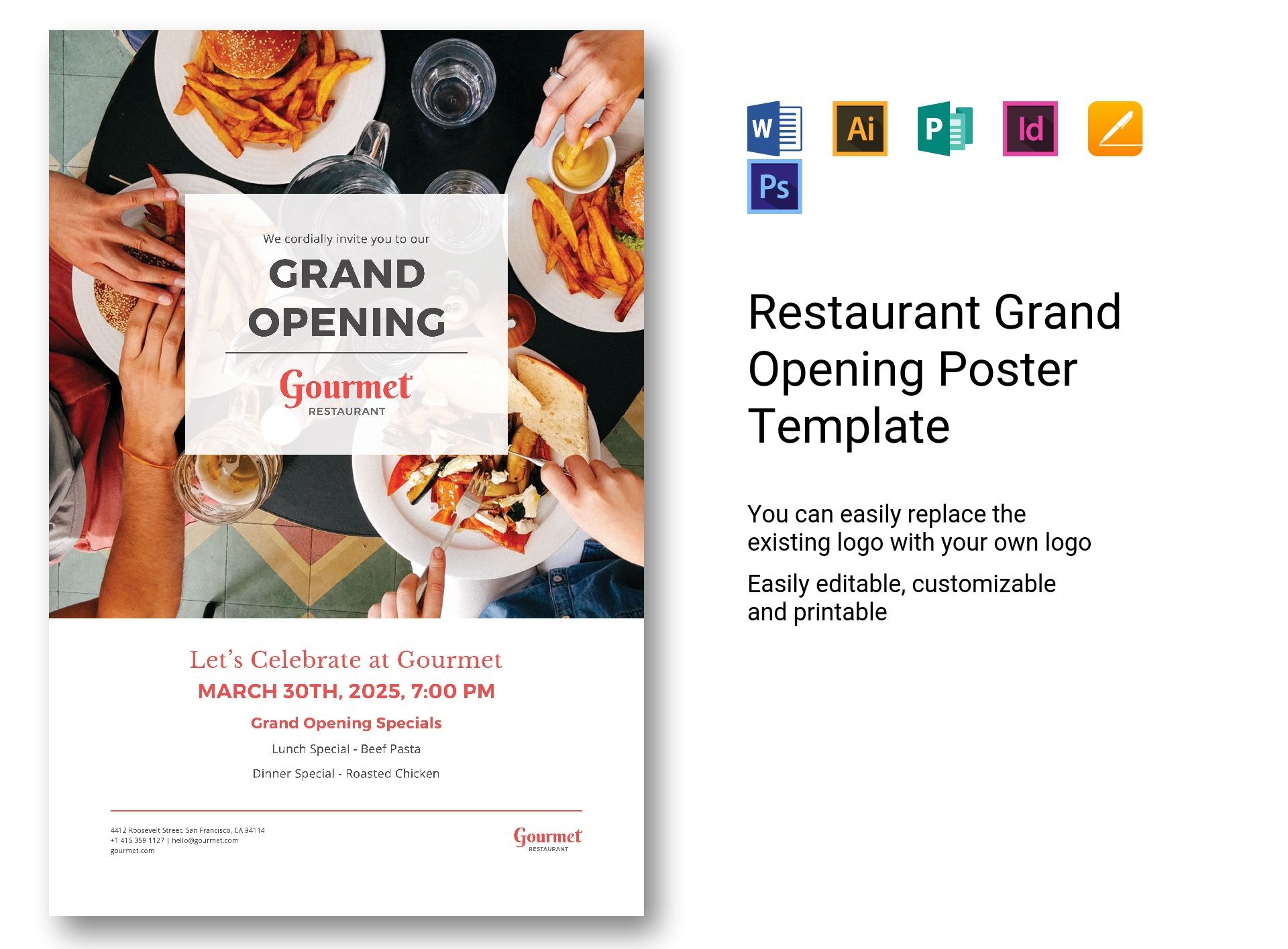 Restaurant Grand Opening Poster Template in PSD, Word, Publisher ...