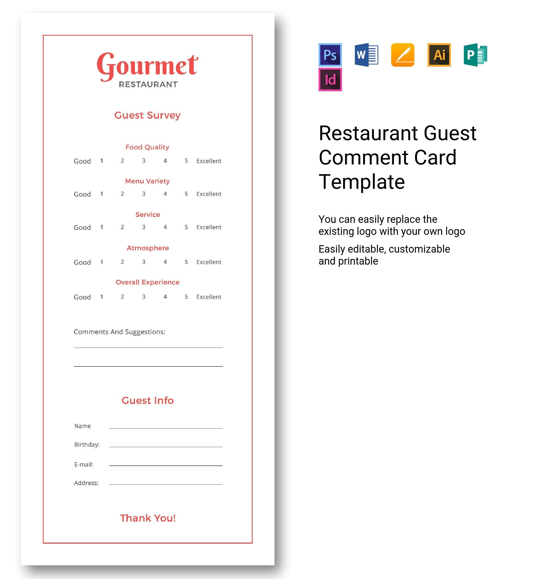 10 Restaurant Guest Comment Card Designs Templates Psd Ai - Rezfoods ...