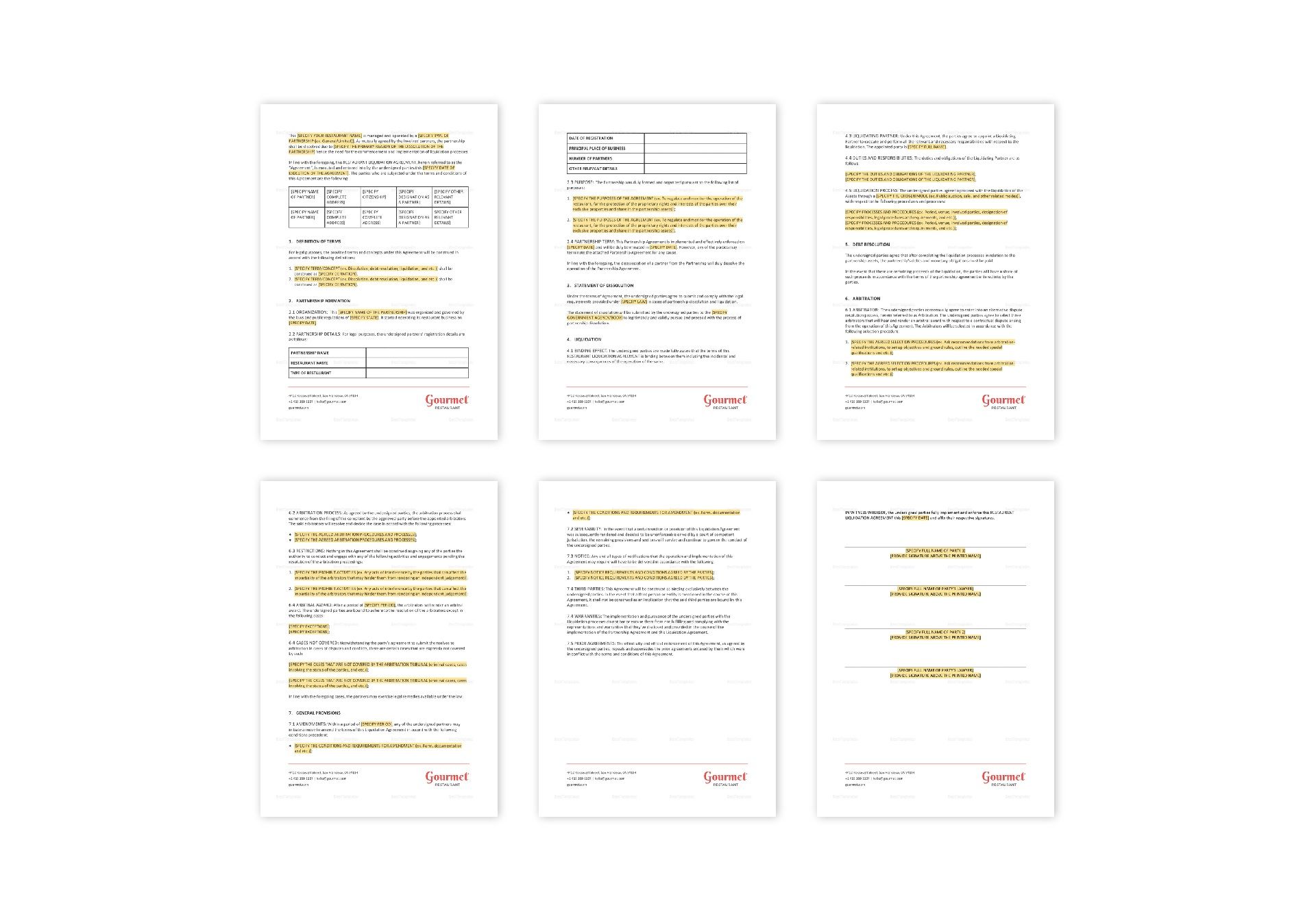 Restaurant Liquidation Agreement Template in MS Word, Pages