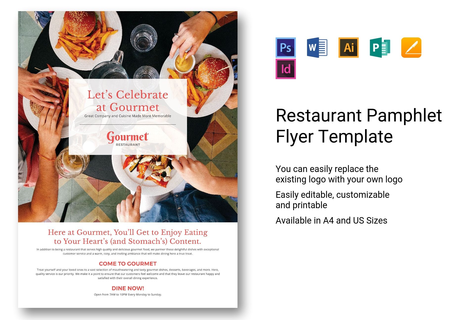 Restaurant Pamphlet Flyer Template in PSD, Word, Publisher, Illustrator ...