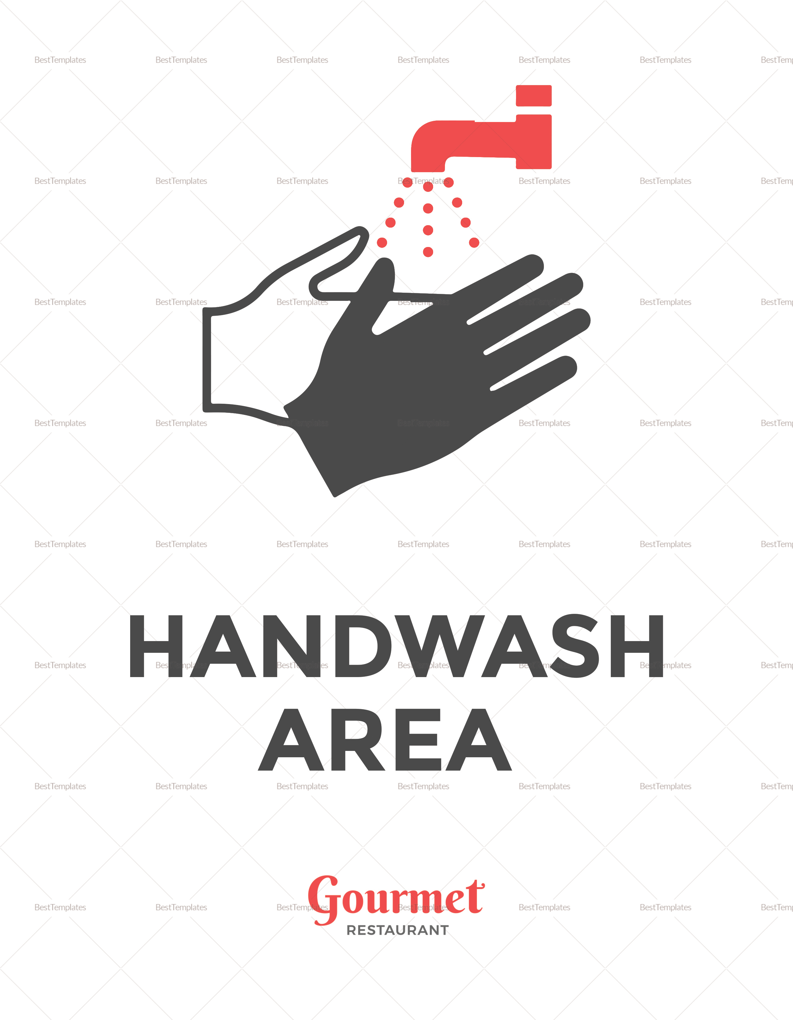 Restaurant Handwash Sign Template in PSD, Word, Publisher, Illustrator
