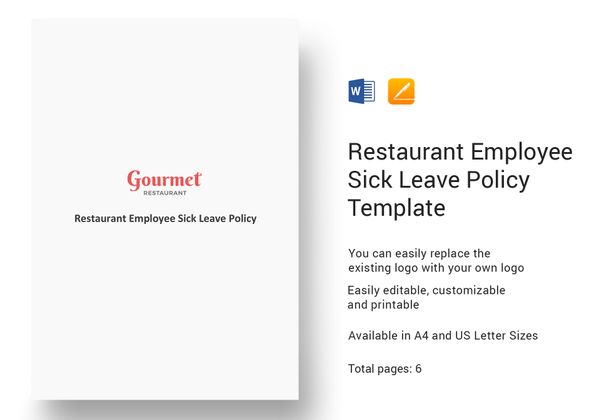 Restaurant Employee Sick Leave Policy Template in Word, Apple Pages