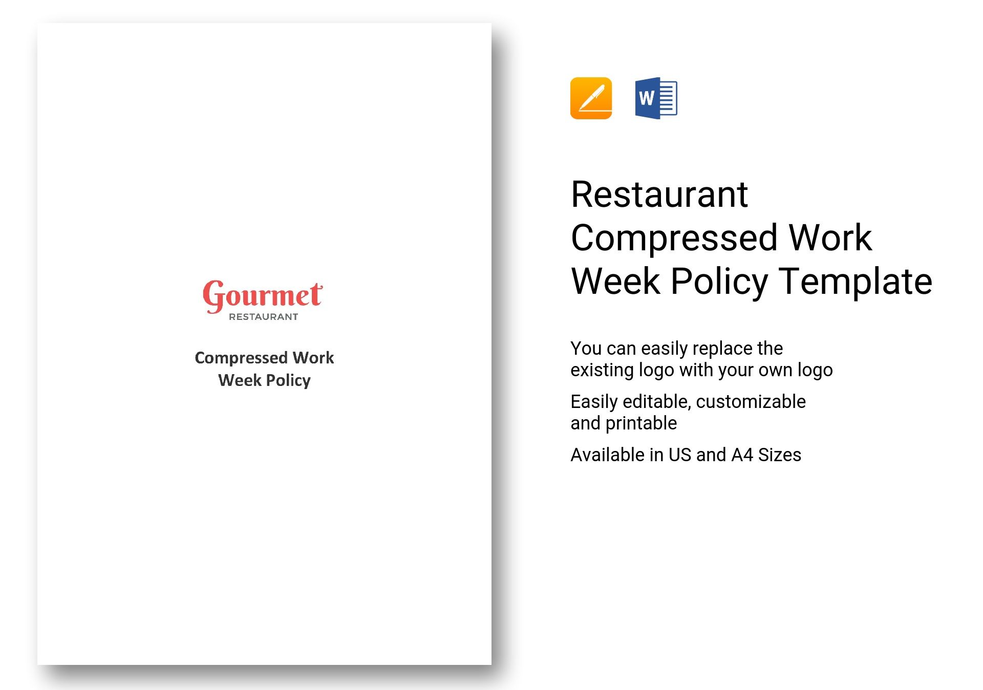 Restaurant Compressed Work Week Policy Template In Word Apple Pages
