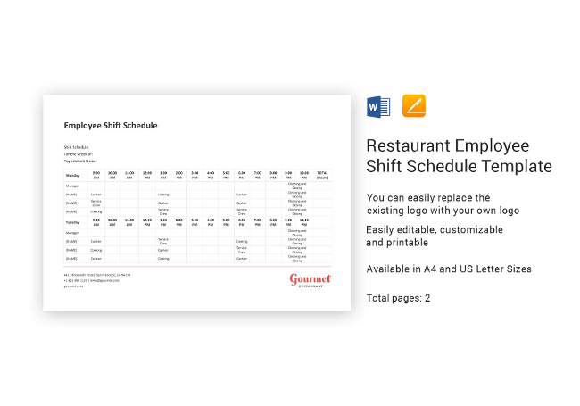 Employee Shift Schedule Template