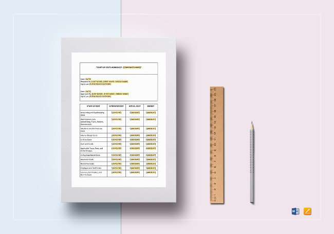 Startup Costs Worksheet