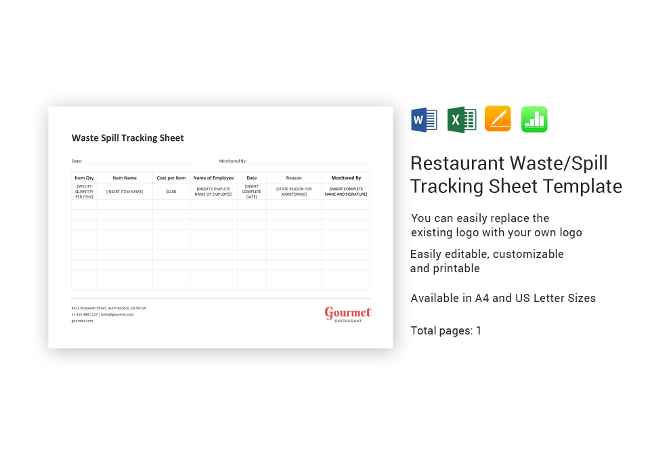 Waste Spill Tracking Sheet