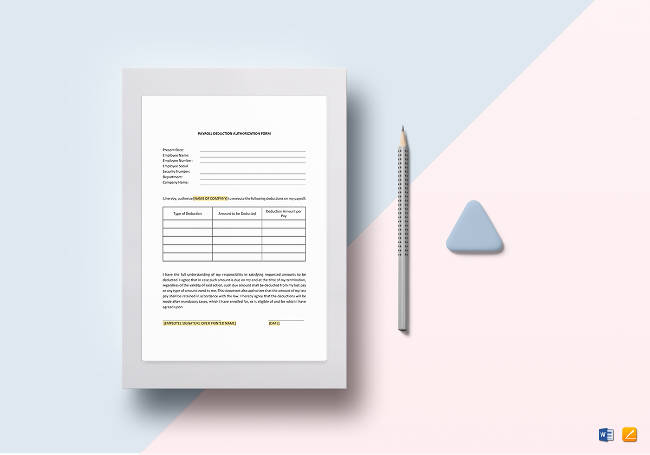 Payroll Deduction Authorization Template