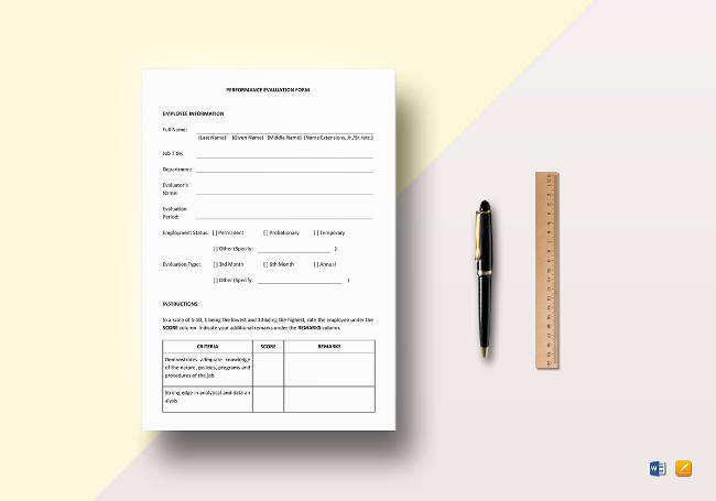 Performance Evaluation Template to Print