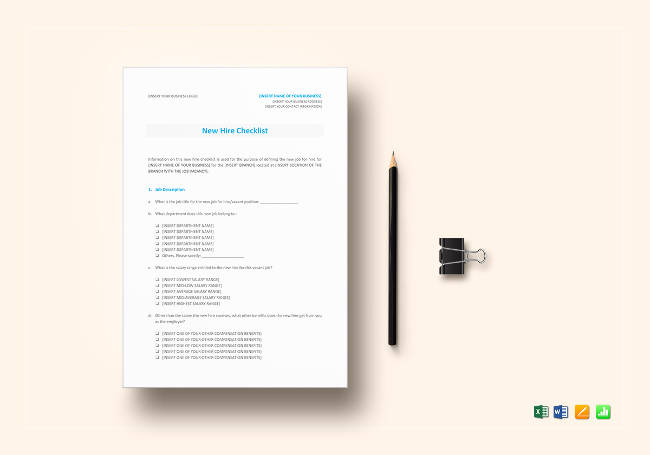 Printable New Hire Checklist Template