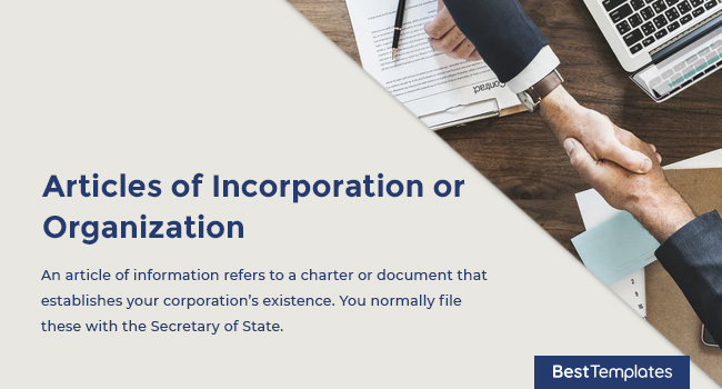 Articles of Incorporation or Organization