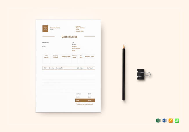 Cash Invoice Template to Edit