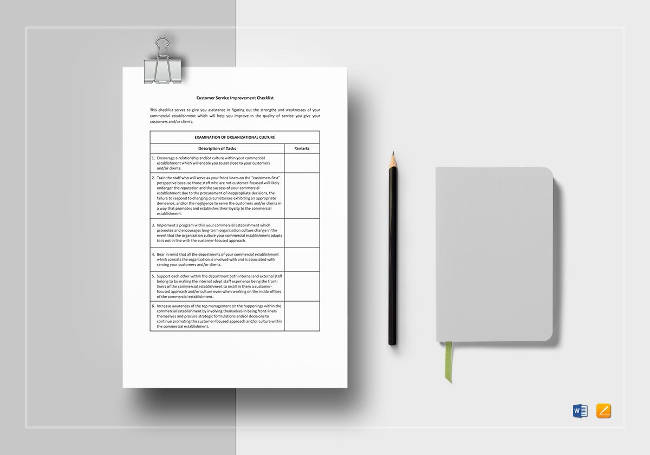 Customer Service Improvement Checklist Template