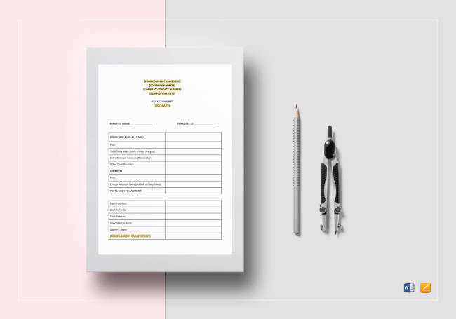 Daily Cash Sheet Template