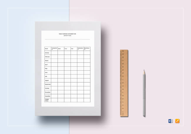 Expense Statement Yearly Template