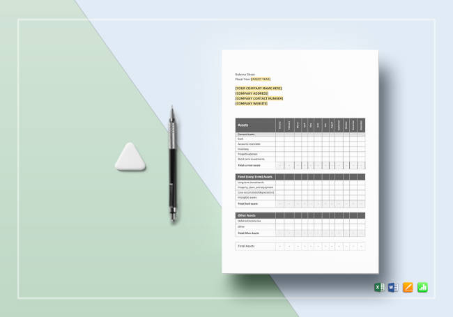 Monthly Balance Sheet Template