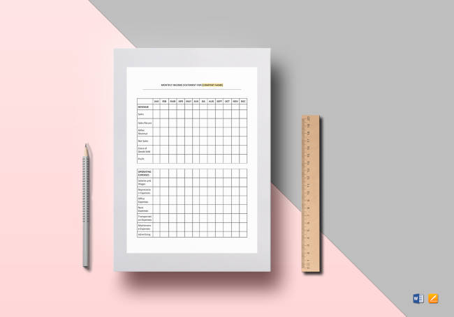 Monthly Income Statement