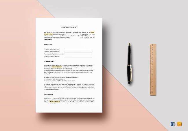 Sales Agency Agreement Template