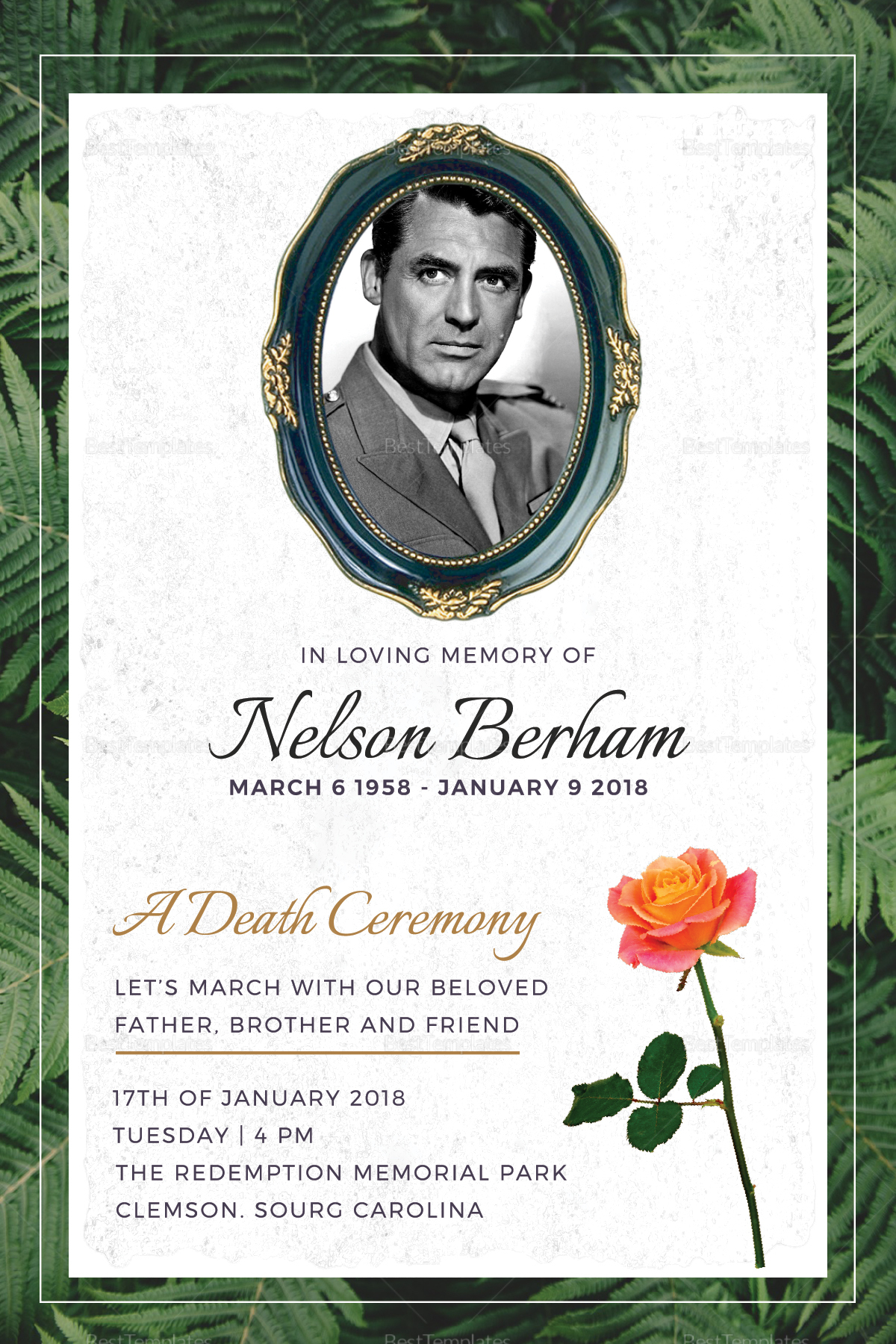 Death Ceremony Invitation Design Template in PSD, Word, Publisher, Illustrator, InDesign