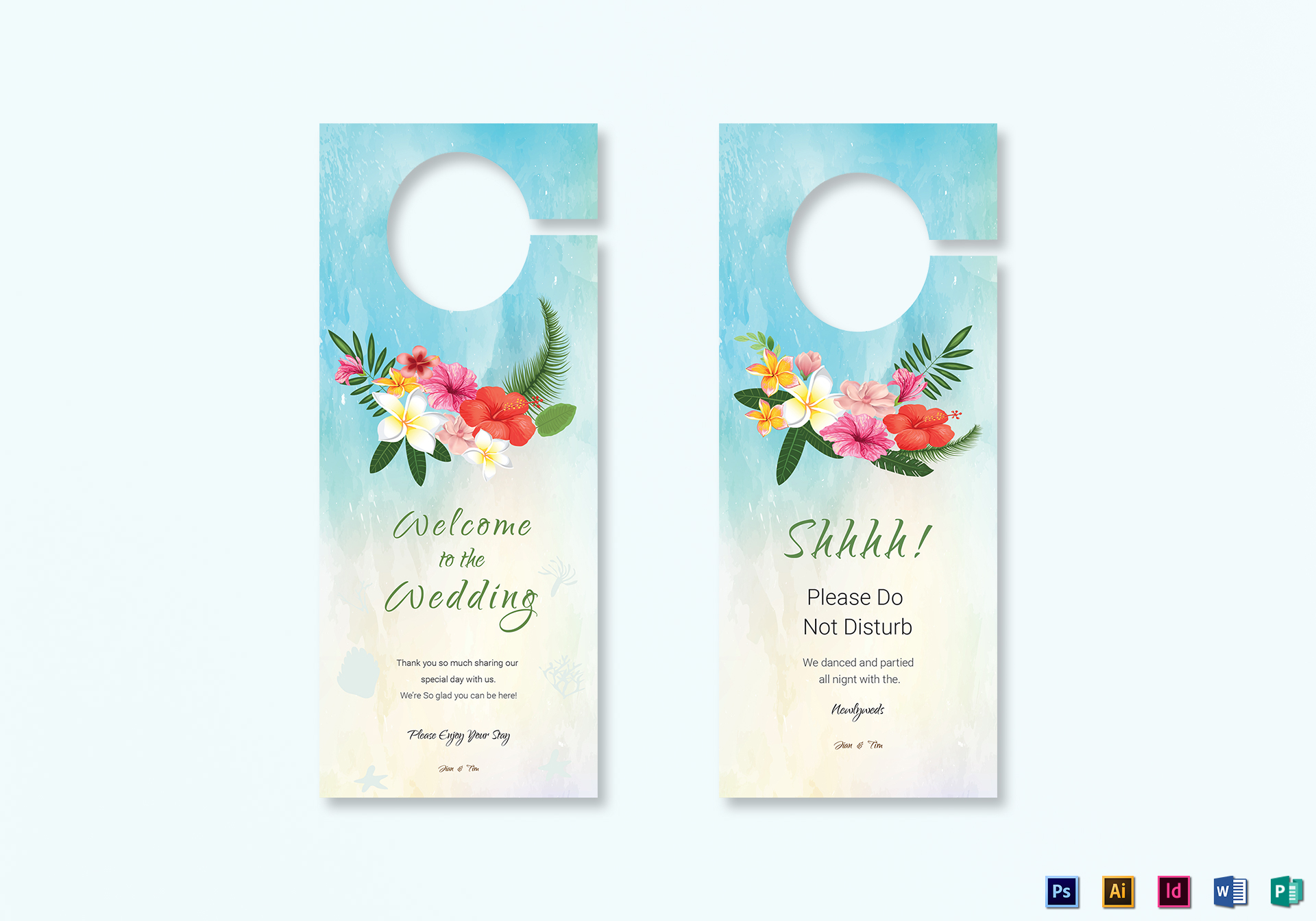 Beach Wedding Door Hanger Template in PSD, Word, Publisher, Illustrator, InDesign