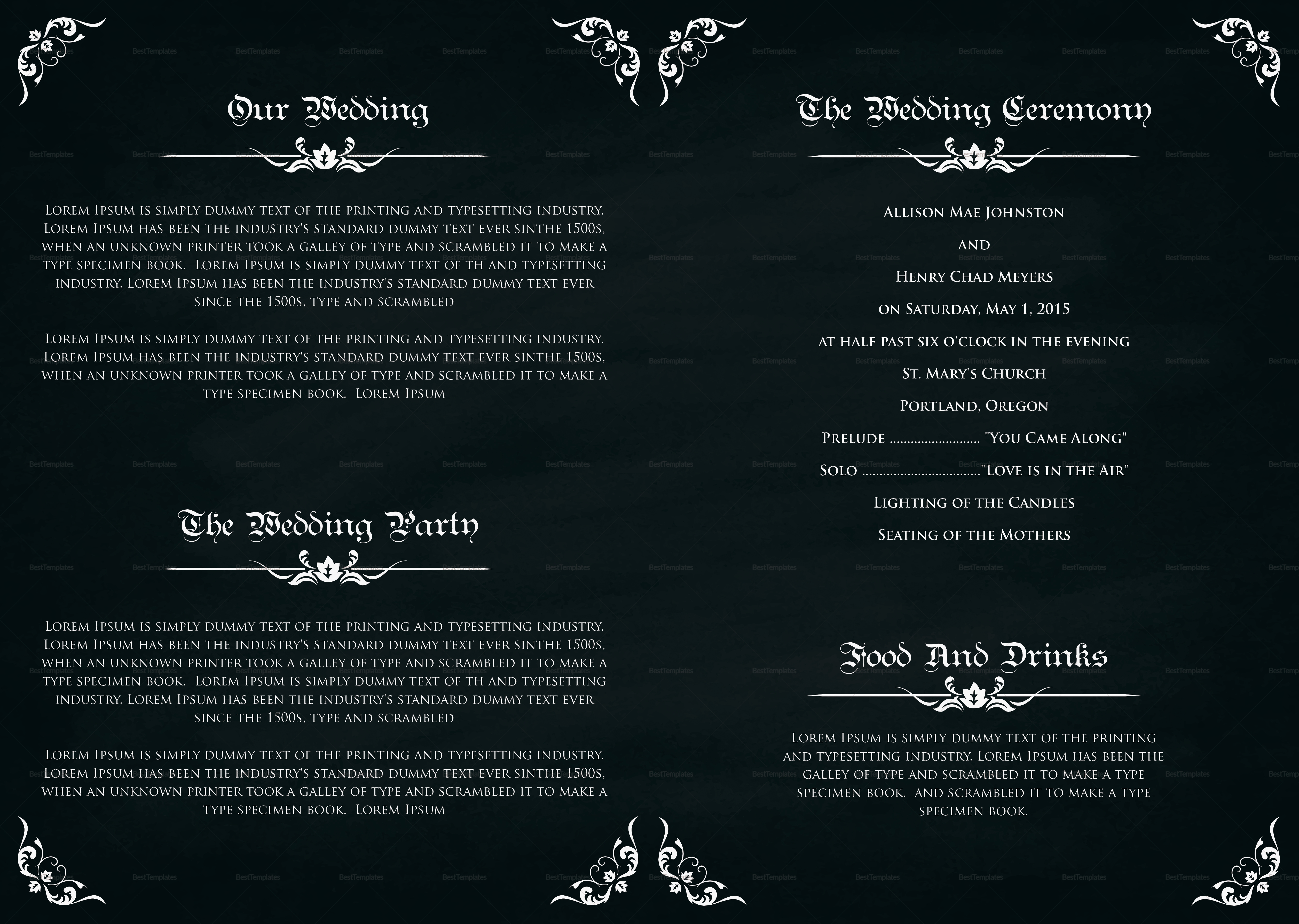 Bi fold wedding program template | Honestweddingadvice.com
