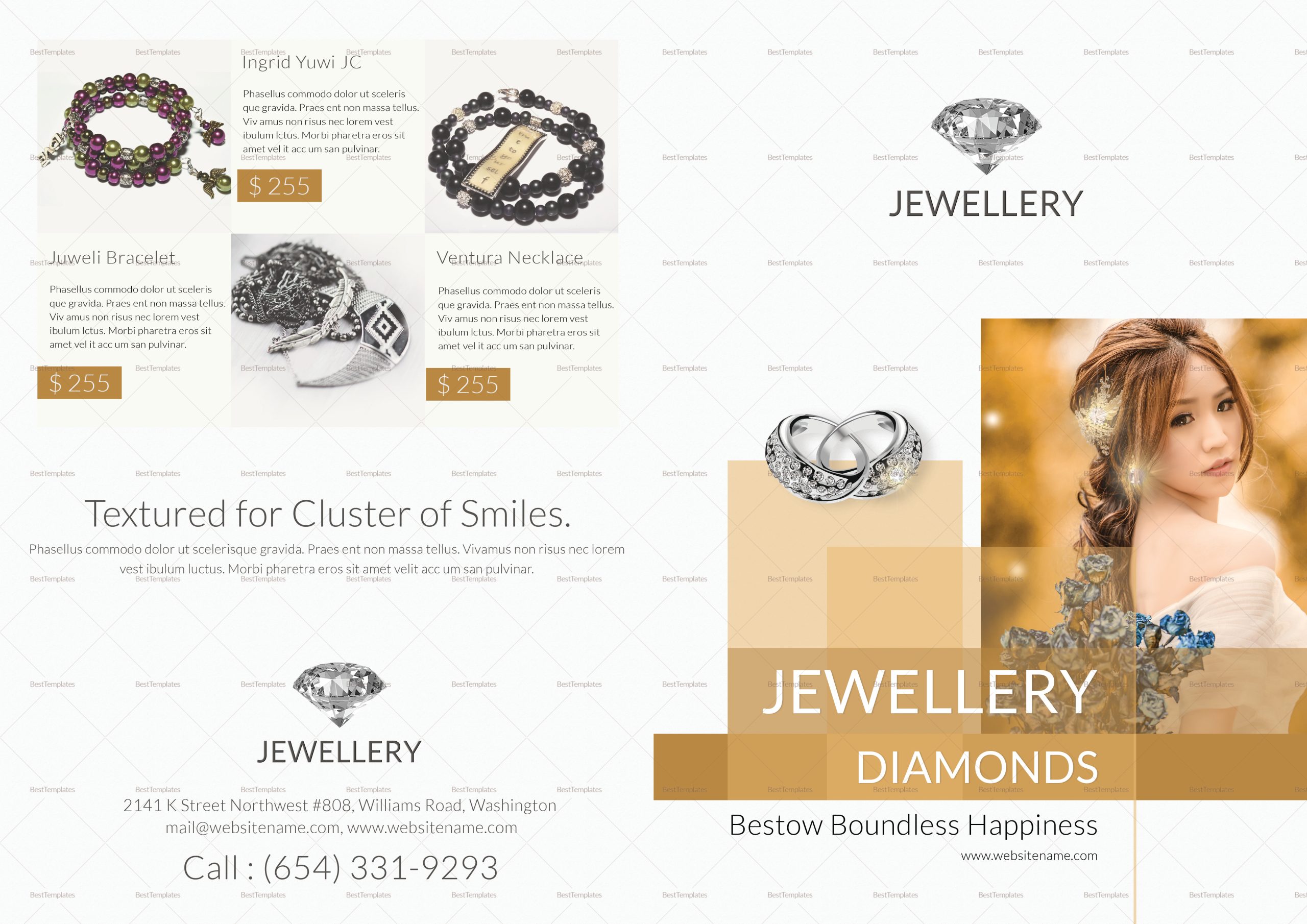 Jewellery Bi Fold Brochure Design Template in Word, PSD, Publisher