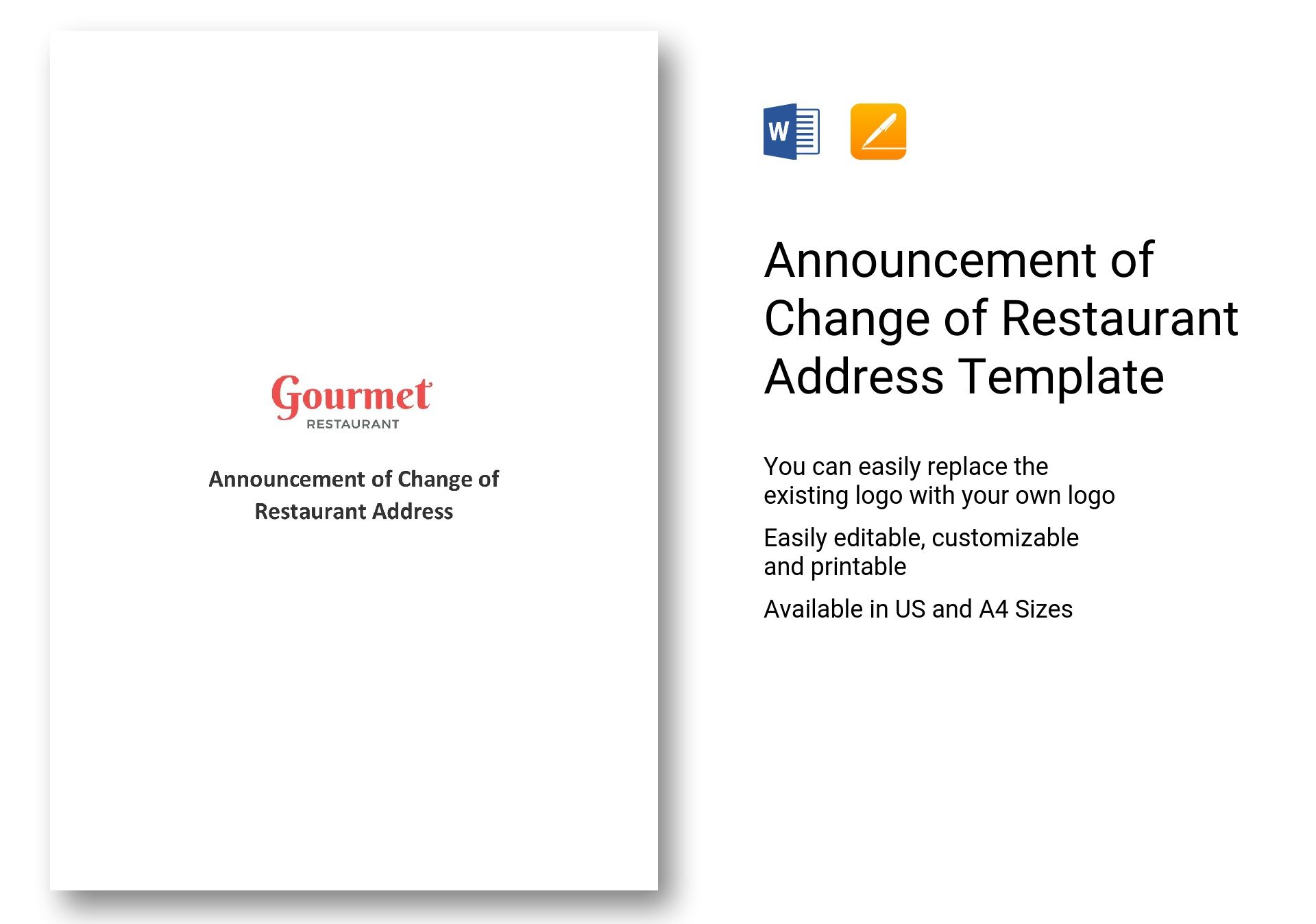 Announcement of Change of Restaurant Address