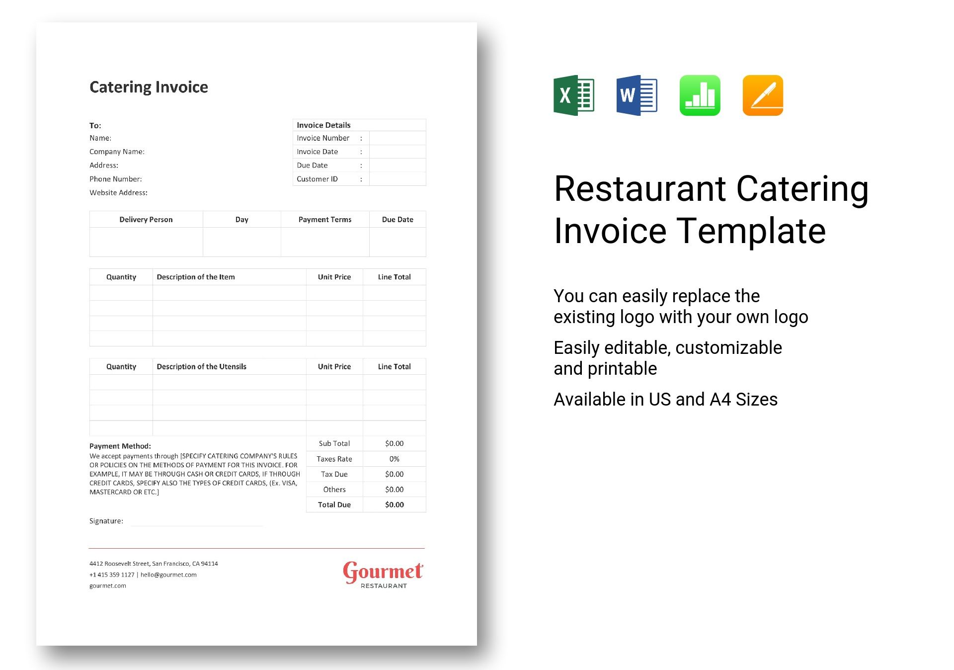 Restaurant Catering Invoice