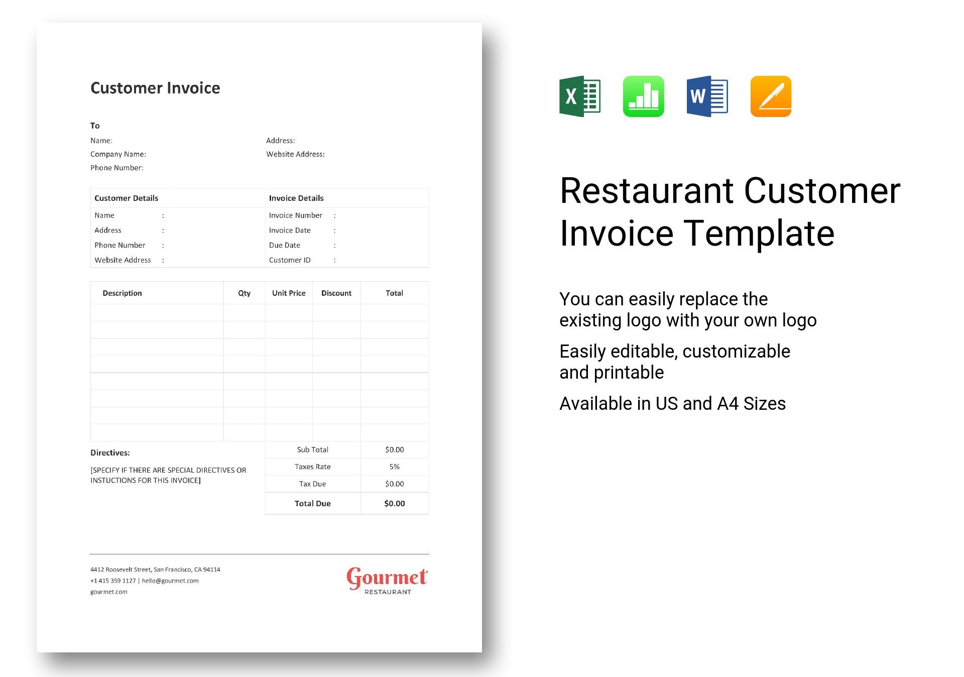 Restaurant Customer Invoice