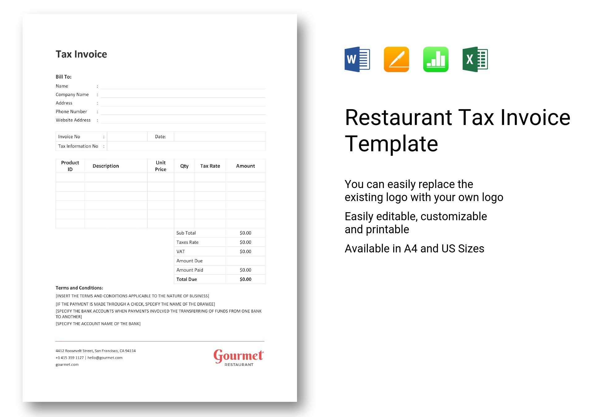 Restaurant Tax Invoice