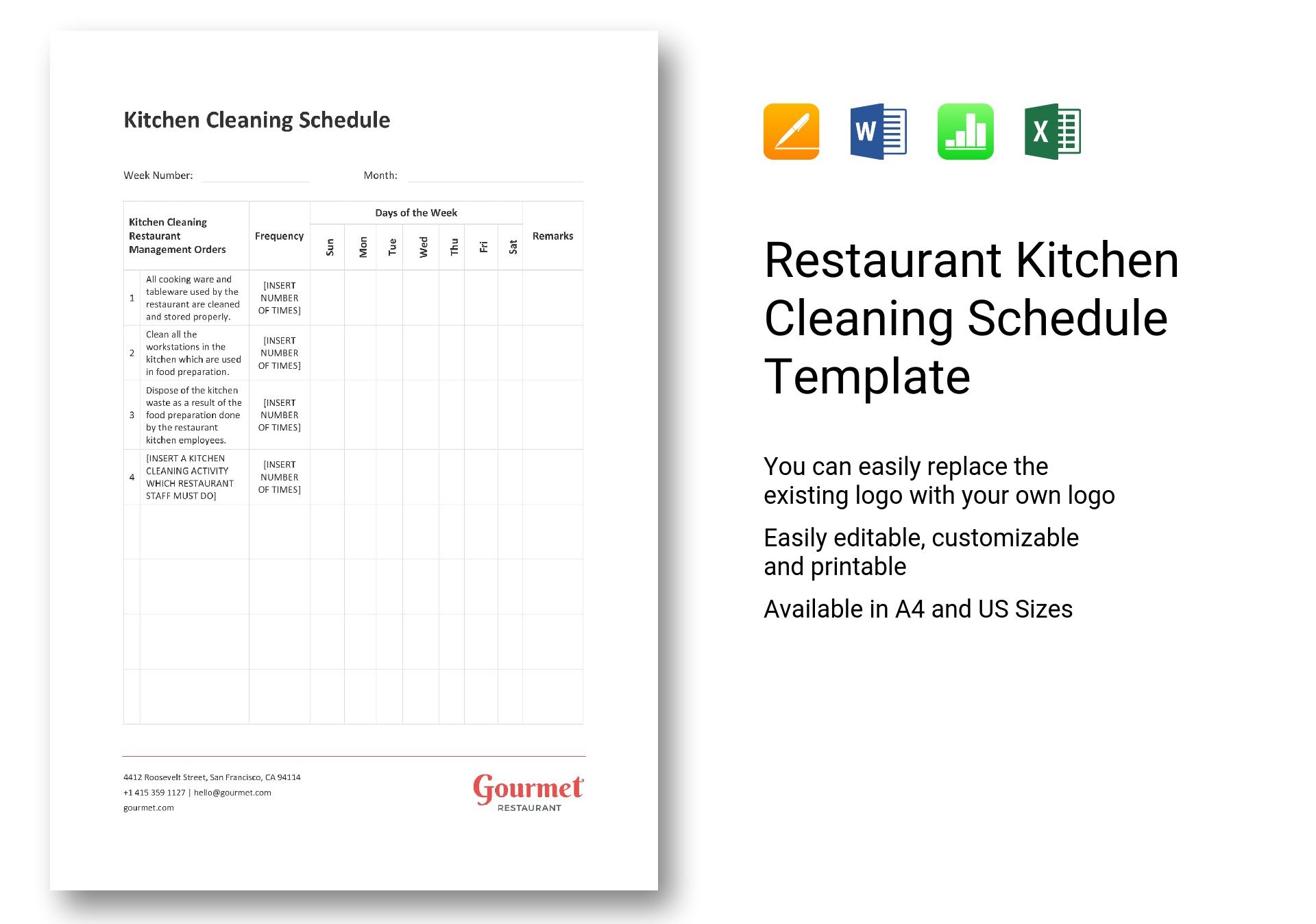 Restaurant Kitchen Cleaning Schedule