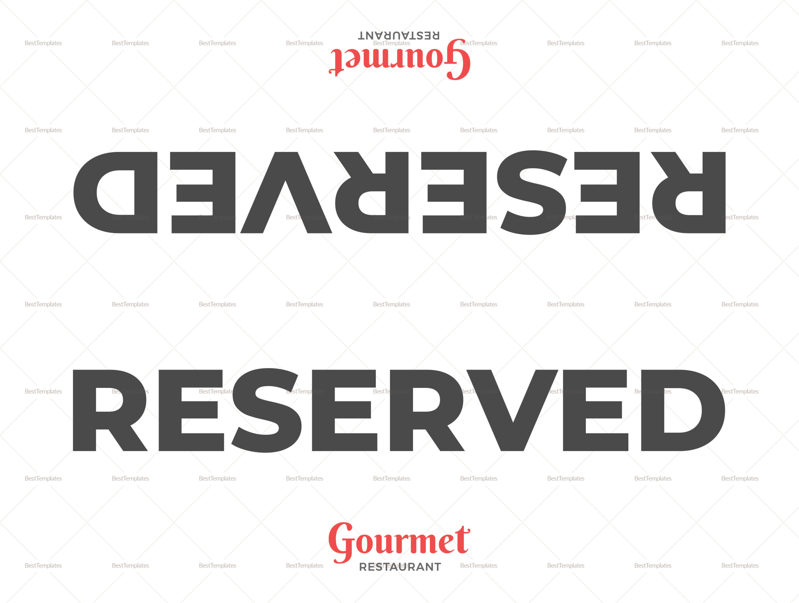 Restaurant Double-Sided Reserved Signs Template - Best Templates