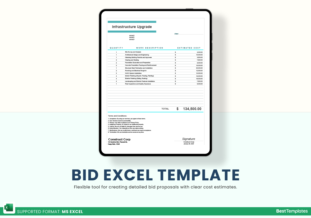 Bid Excel Template Best Templates Bid Excel Template Best Templates