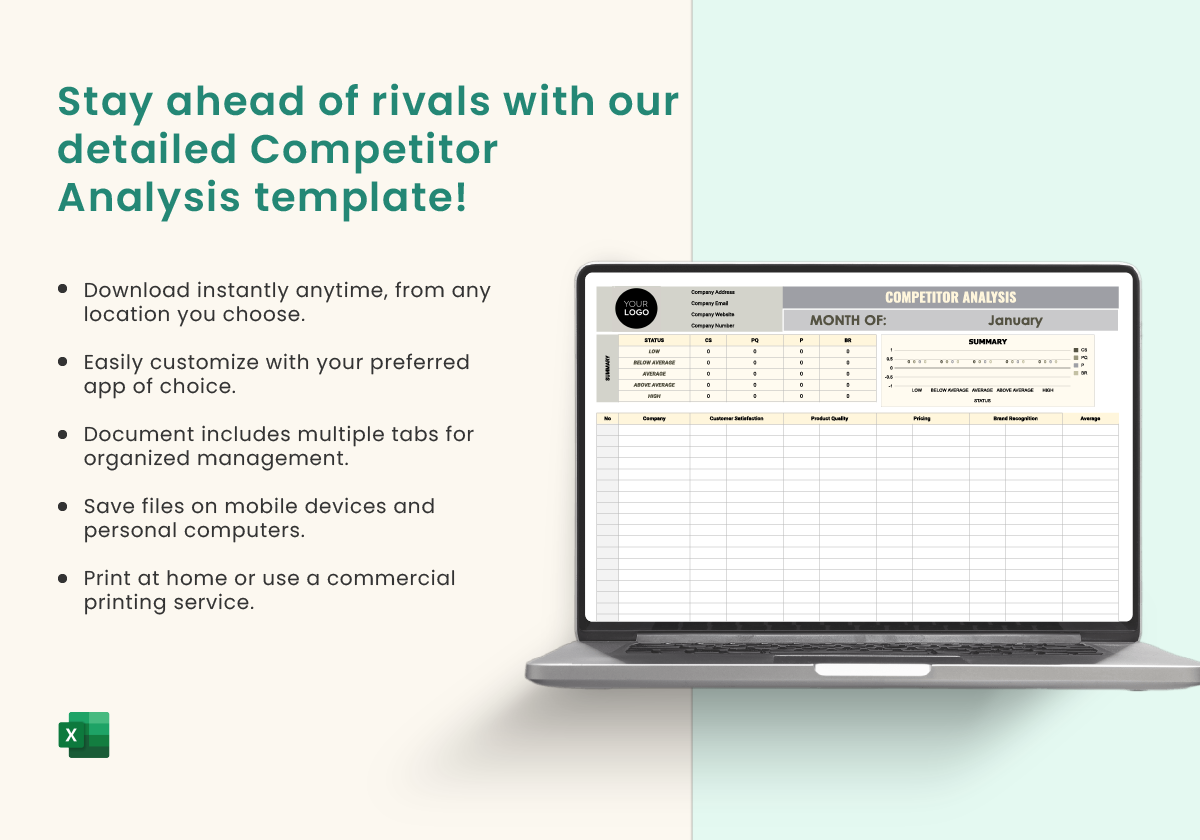Competitor Analysis Excel Template - Best Templates