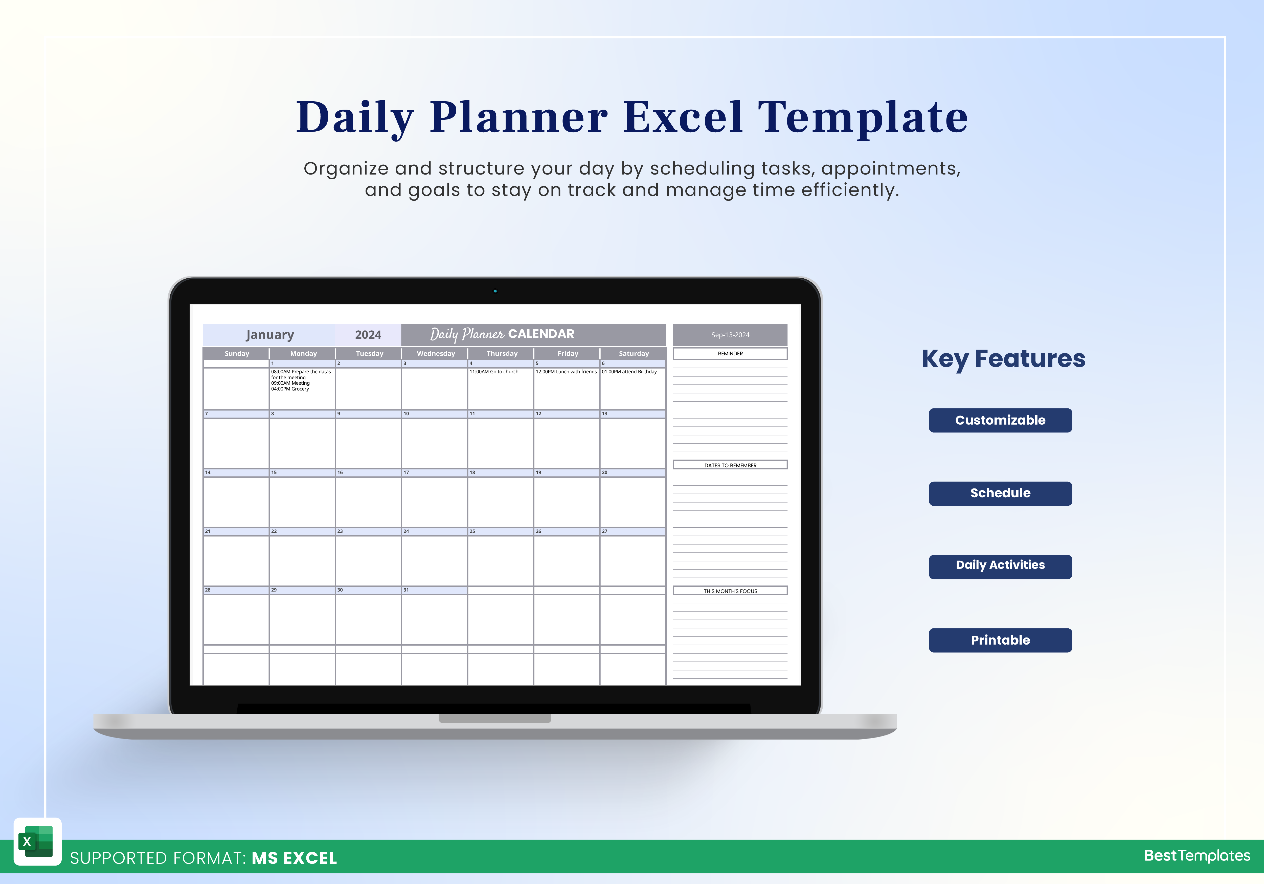 Daily Planner Excel Template Best Templates