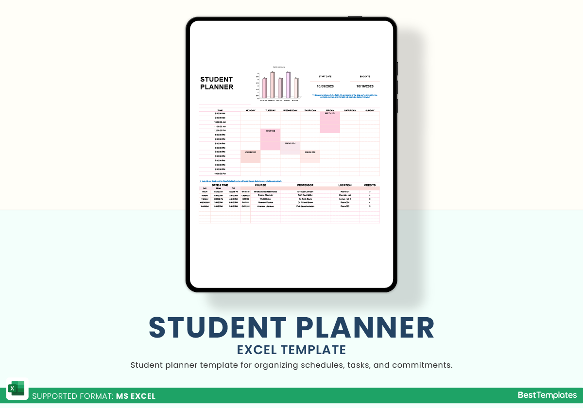 Student Planner Excel Template Best Templates